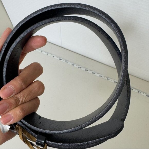 Vintage Guess Black Leather 90s Y2K Minimalist Belt Made in USA Size L - Picture 6 of 14